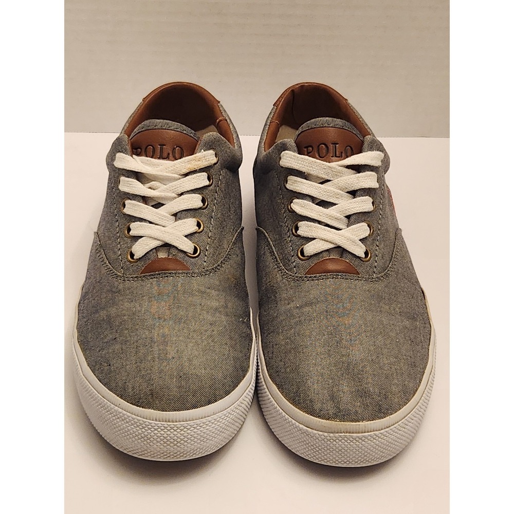 Polo Ralph‎ Lauren Vaughn Red & Gray Canvas Mens Shoes Sz 12D Preppy Ohio State - Picture 8 of 10